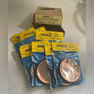 Vintage Onward copper finish backplates for knobs - 11 total
